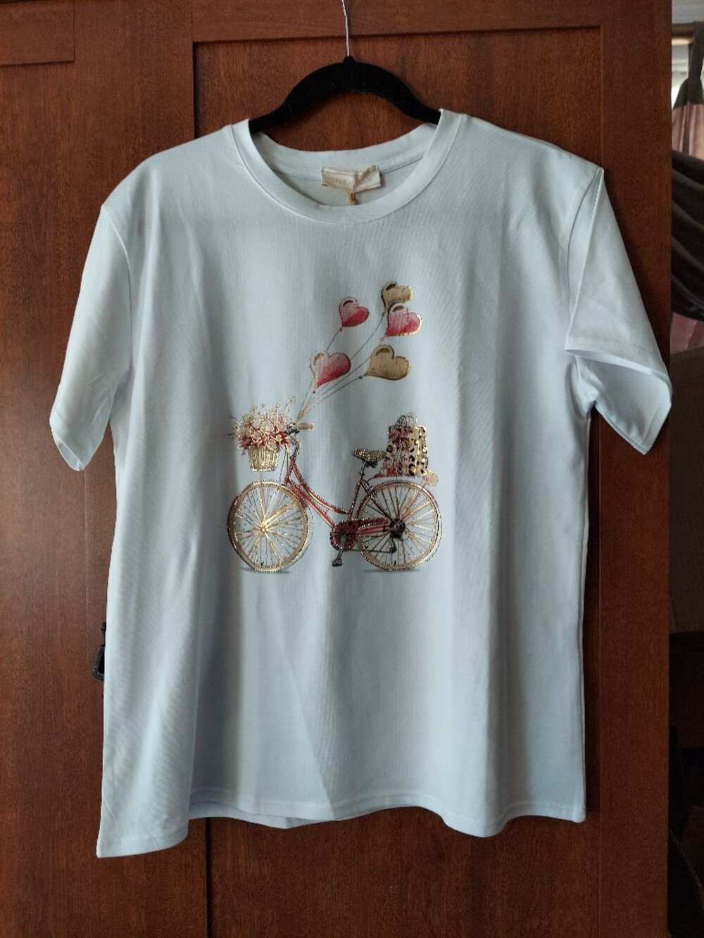 NWT Adele Altman Rome White Short Sleeve T-Shirt Embellished Design One Size